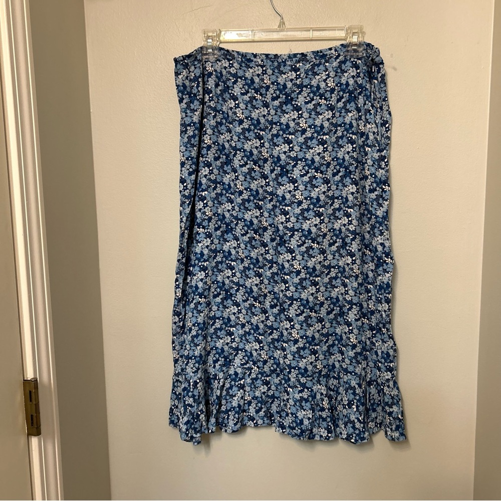 Christopher‎ & Banks Blue Floral Maxi Skirt Size 14 Long Cottagecore Casual